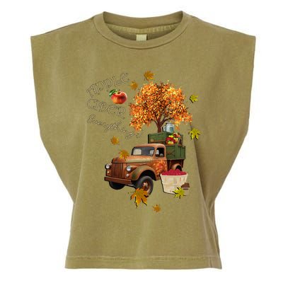 Autumn Leaves and Truck Design Apple Cider Everything Fall Garment-Dyed Women's Muscle Tee