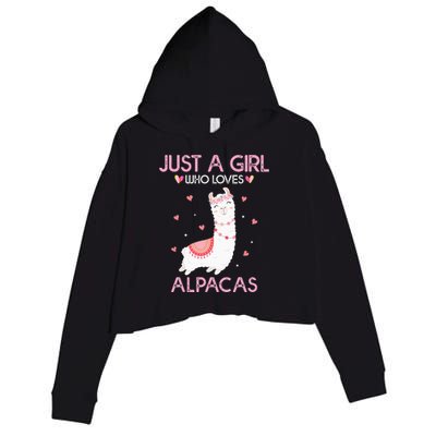 Alpaca Llama Animal Lover Gift Just A Who Loves Alpacas Crop Fleece Hoodie