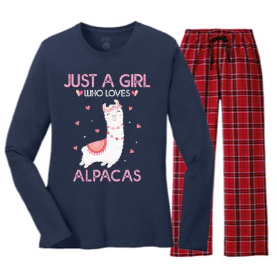 Alpaca Llama Animal Lover Gift Just A Who Loves Alpacas Women's Long Sleeve Flannel Pajama Set 