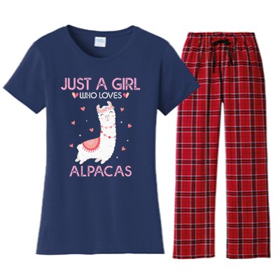 Alpaca Llama Animal Lover Gift Just A Who Loves Alpacas Women's Flannel Pajama Set