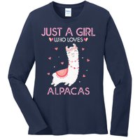 Alpaca Llama Animal Lover Gift Just A Who Loves Alpacas Ladies Long Sleeve Shirt