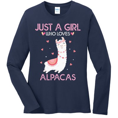 Alpaca Llama Animal Lover Gift Just A Who Loves Alpacas Ladies Long Sleeve Shirt