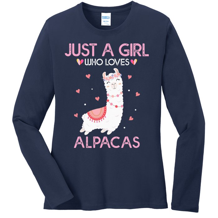 Alpaca Llama Animal Lover Gift Just A Who Loves Alpacas Ladies Long Sleeve Shirt