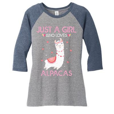 Alpaca Llama Animal Lover Gift Just A Who Loves Alpacas Women's Tri-Blend 3/4-Sleeve Raglan Shirt