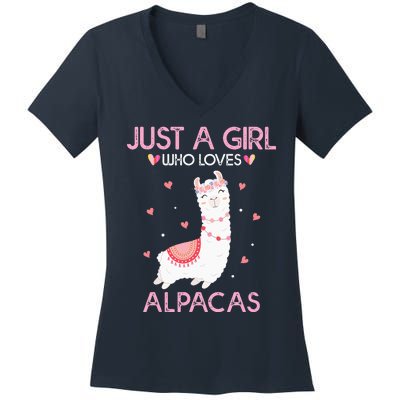 Alpaca Llama Animal Lover Gift Just A Who Loves Alpacas Women's V-Neck T-Shirt