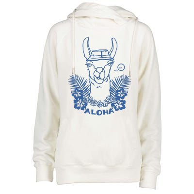 Aloha Llama Womens Funnel Neck Pullover Hood