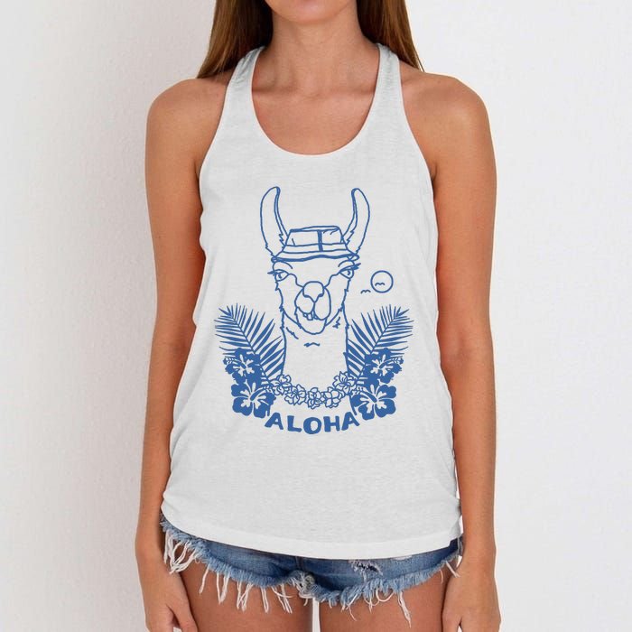 Aloha Llama Women's Knotted Racerback Tank