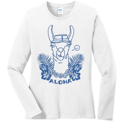 Aloha Llama Ladies Long Sleeve Shirt