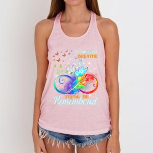 As Long As I Breathe My Mom You'll Be Remembered Rip Mother Gift Women's Knotted Racerback Tank