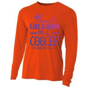 Auntie Like A Mom Only Cooler Novelty Cool Outfit Designs Gift Cooling Performance Long Sleeve Crew