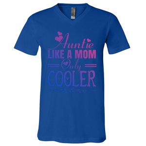 Auntie Like A Mom Only Cooler Novelty Cool Outfit Designs Gift V-Neck T-Shirt