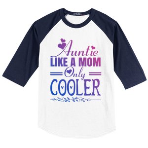 Auntie Like A Mom Only Cooler Novelty Cool Outfit Designs Gift Baseball Sleeve Shirt