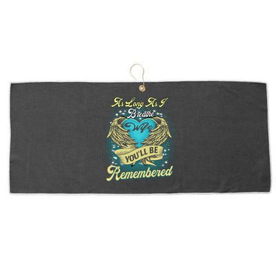 As Long As I Breathe My Wife You'll Be Remembered Memoires Gift Large Microfiber Waffle Golf Towel