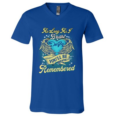 As Long As I Breathe My Wife You'll Be Remembered Memoires Gift V-Neck T-Shirt