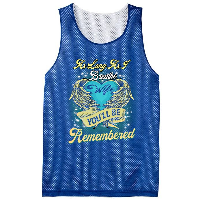 As Long As I Breathe My Wife You'll Be Remembered Memoires Gift Mesh Reversible Basketball Jersey Tank