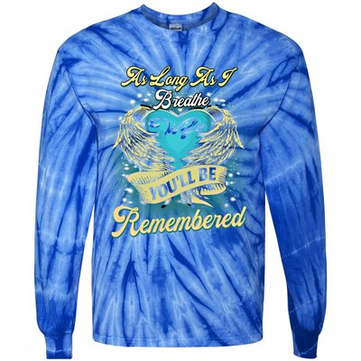 As Long As I Breathe My Wife You'll Be Remembered Memoires Gift Tie-Dye Long Sleeve Shirt