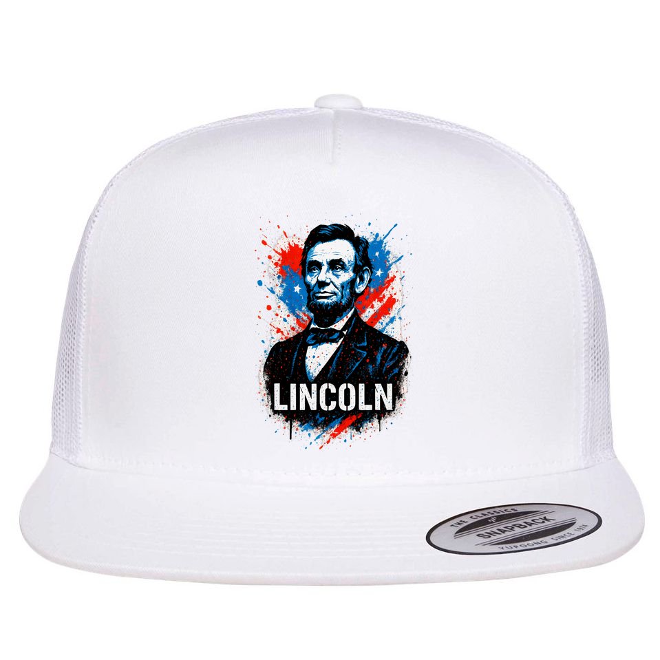 Abraham Lincoln American USA Portrait  Flat Bill Trucker Hat