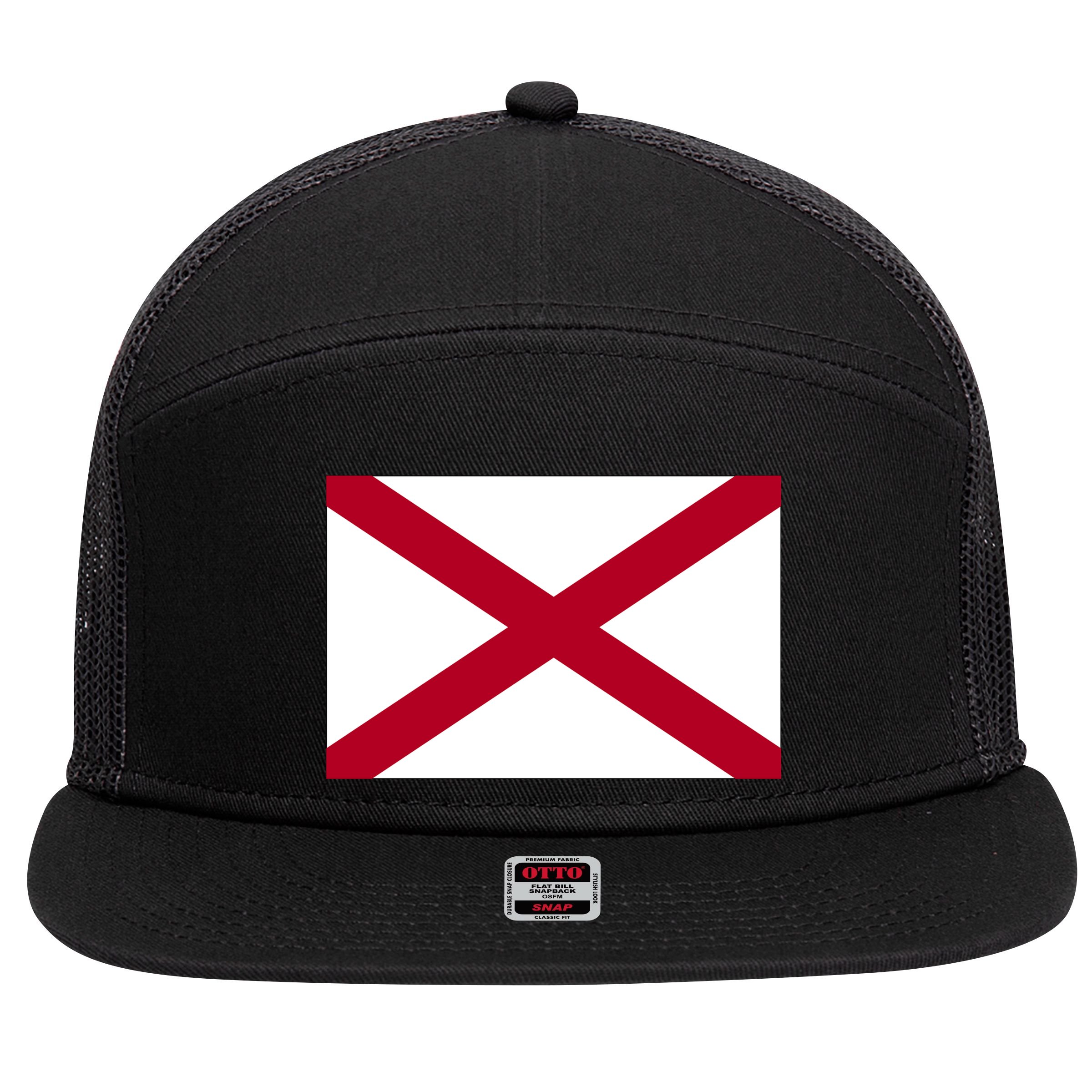 Alabama Flag 7 Panel Mesh Trucker Snapback Hat