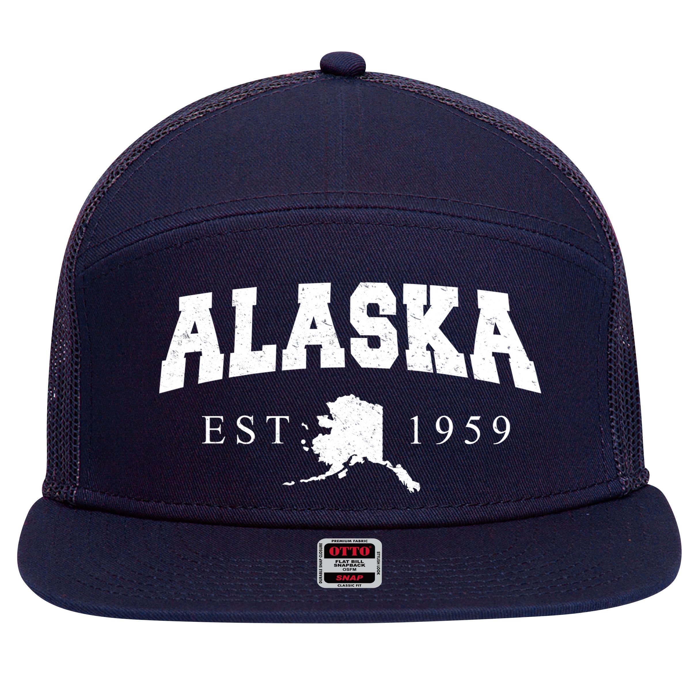 Alaska EST. 1959 7 Panel Mesh Trucker Snapback Hat