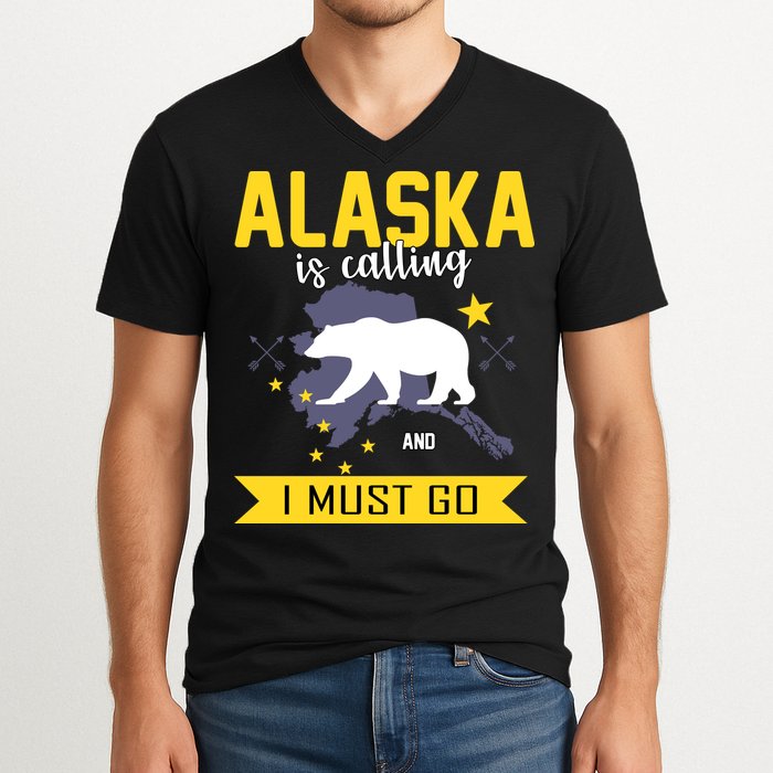 Alaska Is Calling And I Must Go V-Neck T-Shirt