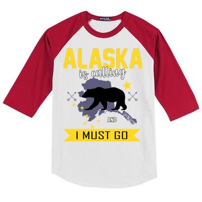 Alaska Is Calling And I Must Go Kids Colorblock Raglan Jersey