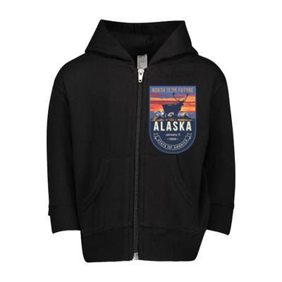 Alaska State Emblem Toddler Zip Fleece Hoodie