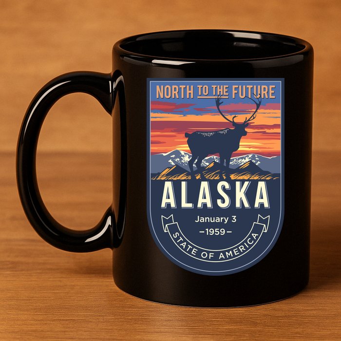 Alaska State Emblem 11oz C Handle Ceramic Mug