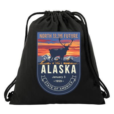 Alaska State Emblem Drawstring Bag