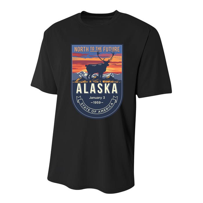 Alaska State Emblem Youth Performance Sprint T-Shirt
