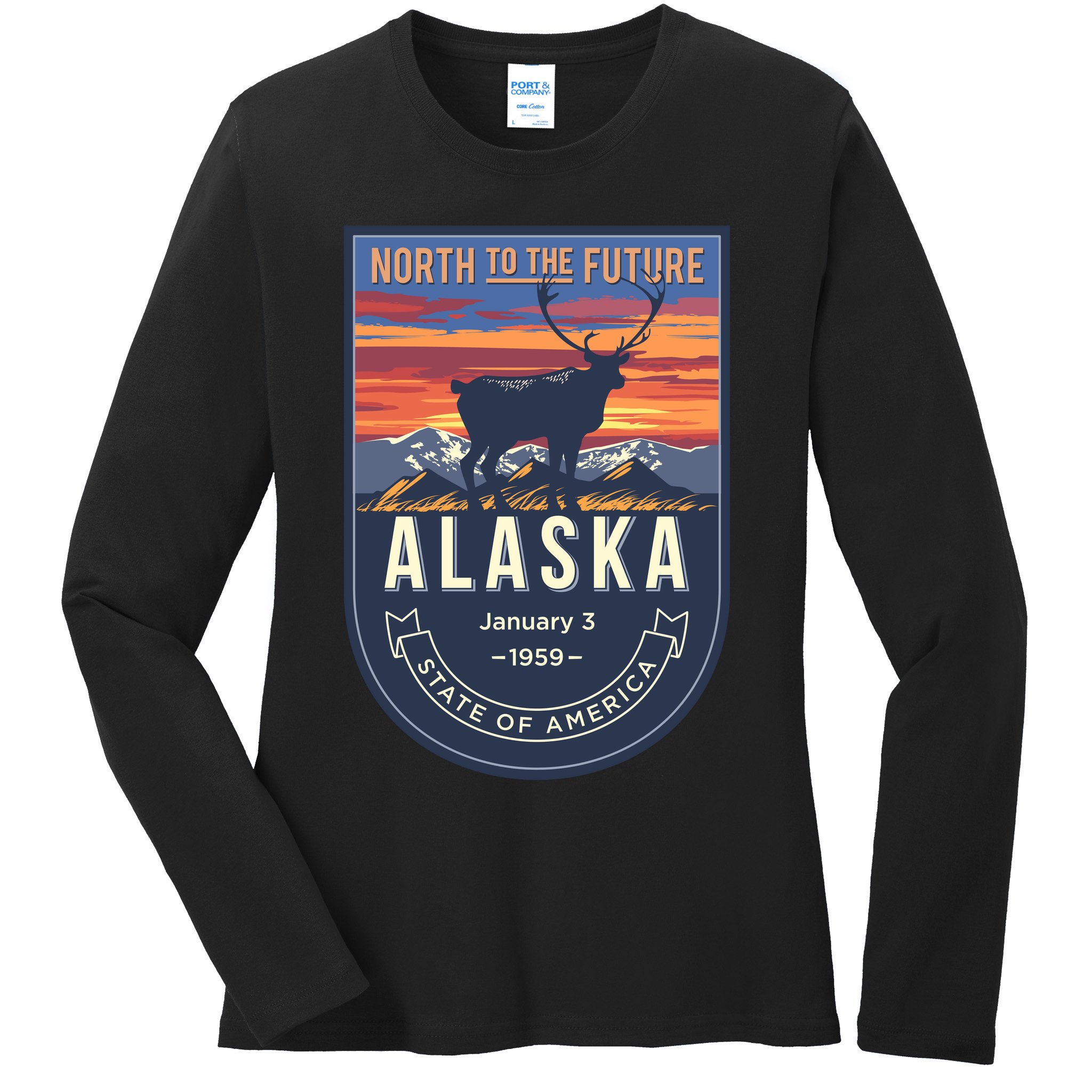 Alaska State Emblem Ladies Long Sleeve Shirt