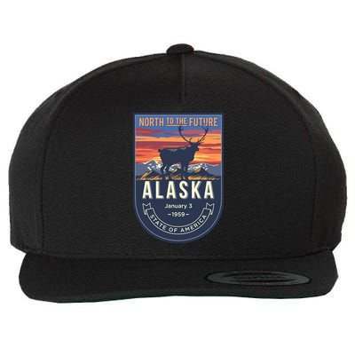 Alaska State Emblem Wool Snapback Cap