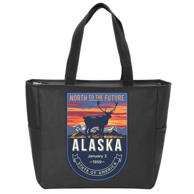 Alaska State Emblem Zip Tote Bag