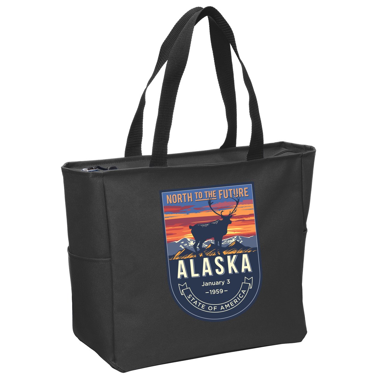 Alaska State Emblem Zip Tote Bag