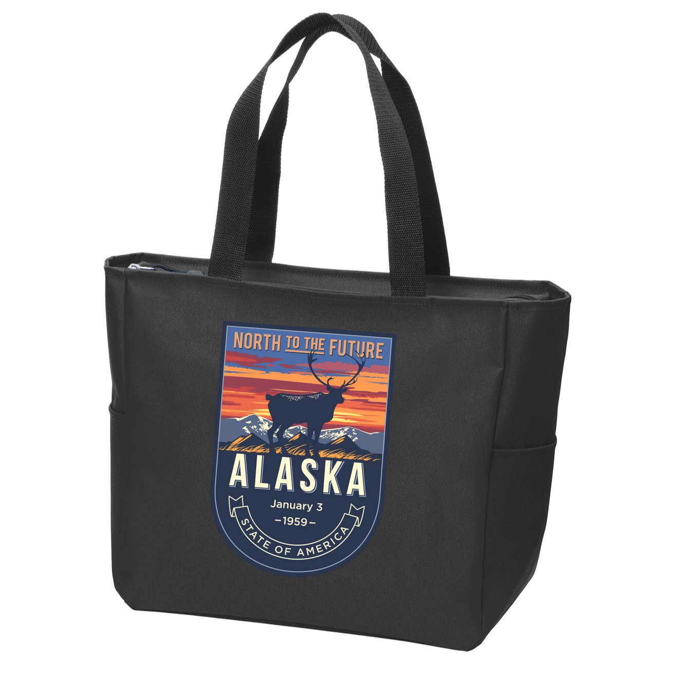 Alaska State Emblem Zip Tote Bag