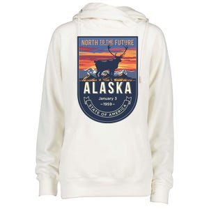 Alaska State Emblem Womens Funnel Neck Pullover Hood