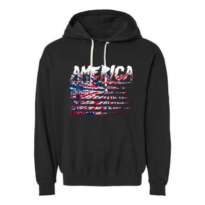 America Lightning Bolt USA Tie Dye Flag Garment-Dyed Fleece Hoodie