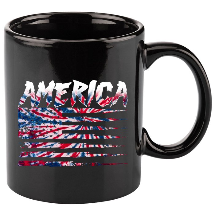 America Lightning Bolt USA Tie Dye Flag 11oz C Handle Ceramic Mug