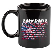 America Lightning Bolt USA Tie Dye Flag 11oz C Handle Ceramic Mug