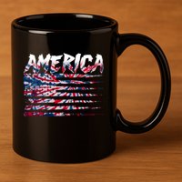America Lightning Bolt USA Tie Dye Flag 11oz C Handle Ceramic Mug