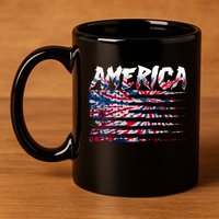 America Lightning Bolt USA Tie Dye Flag 11oz C Handle Ceramic Mug