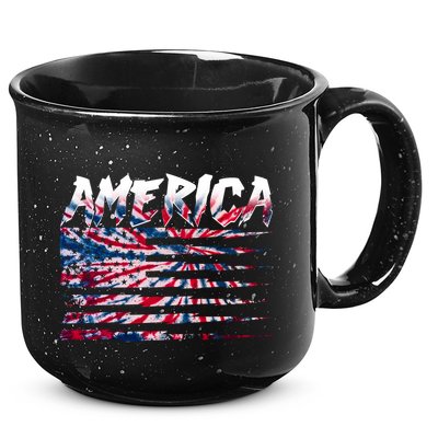 America Lightning Bolt USA Tie Dye Flag 15oz Campfire Ceramic Mug