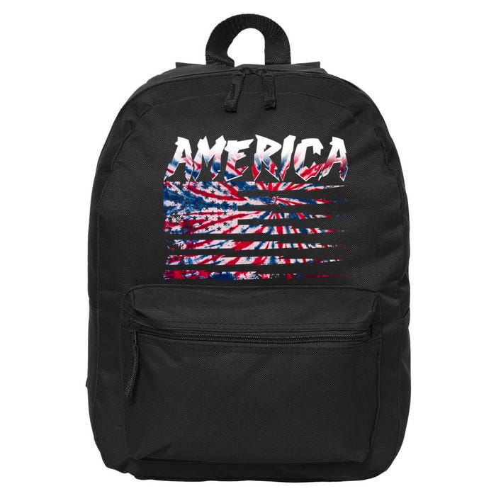 America Lightning Bolt USA Tie Dye Flag 16 in Basic Backpack