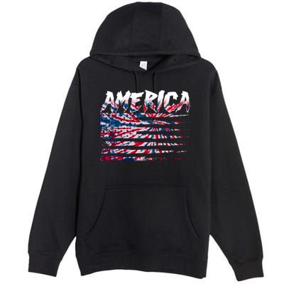 America Lightning Bolt USA Tie Dye Flag Premium Pullover Hoodie