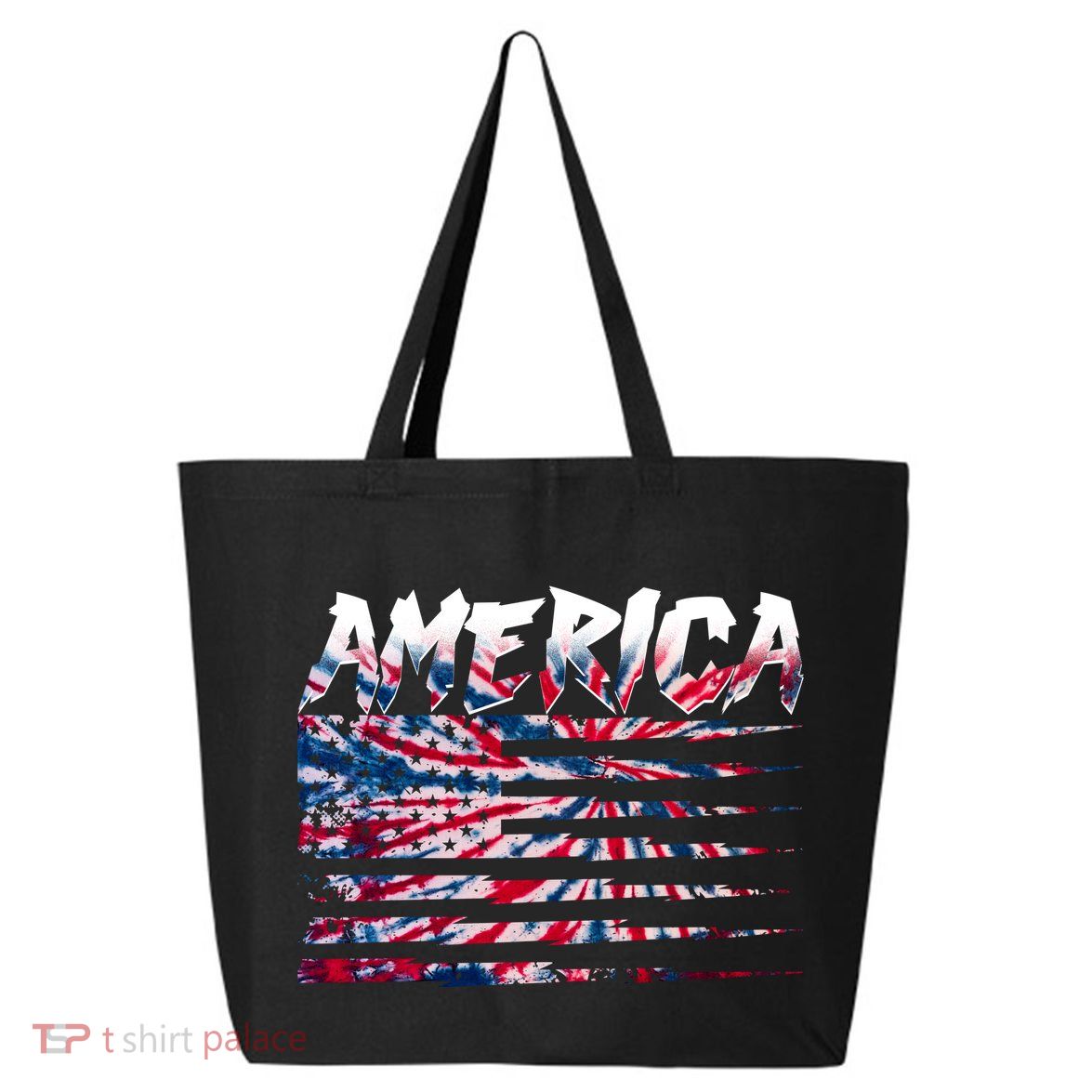 America Lightning Bolt USA Tie Dye Flag 25L Jumbo Tote