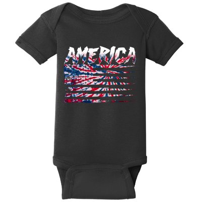 America Lightning Bolt USA Tie Dye Flag Baby Bodysuit