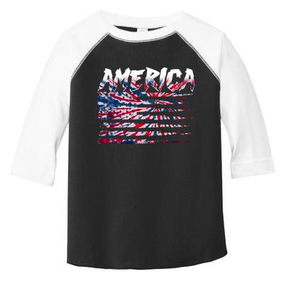 America Lightning Bolt USA Tie Dye Flag Toddler Fine Jersey T-Shirt