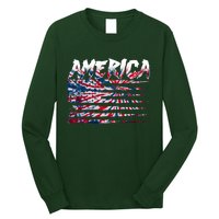 America Lightning Bolt USA Tie Dye Flag Long Sleeve Shirt