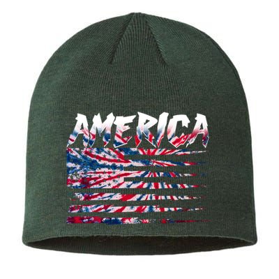 America Lightning Bolt USA Tie Dye Flag Sustainable Beanie