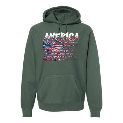 America Lightning Bolt USA Tie Dye Flag Premium Hoodie