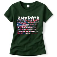 America Lightning Bolt USA Tie Dye Flag Womens T-Shirt